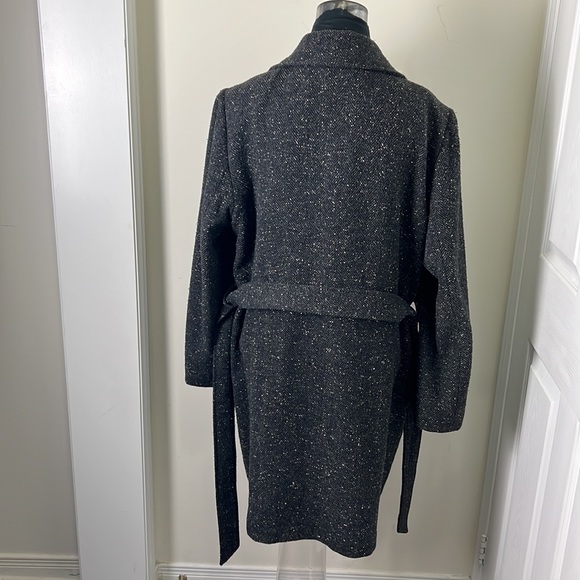 Utex D Vintage Tweed Herringbone Belted Outerwear Slouch Trench Coat Size Large - Picture 13 of 16